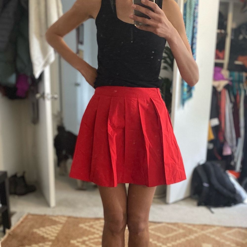 Red mini skirt